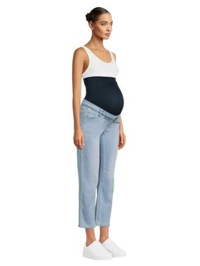 TIME AND TRU Maternity Straight-Leg Jeans L Light Wash NWT